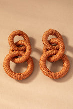 Load image into Gallery viewer, Hemp rope wrapped chunky wood hoop earrings
