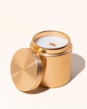 Cargar imagen en el visor de la galería, Choose your Scent| 9 oz Gold Glam Tin Soy Candle / Candle Gift/ Luxury Candle/Wood Wick Candle
